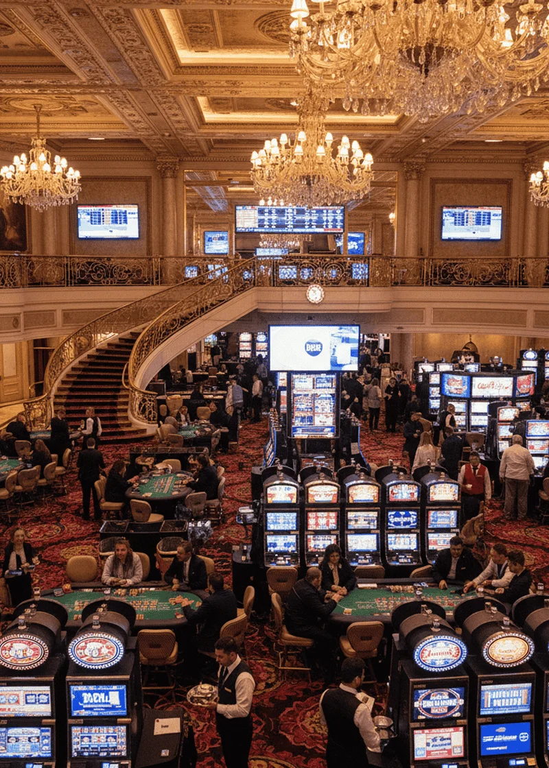 Background image of a luxurious restaurant and casino